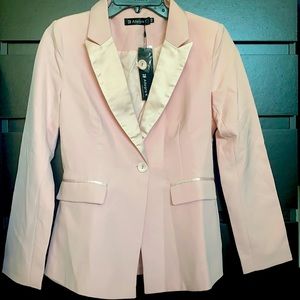 Pink Blazer Satiny Lapels - XS